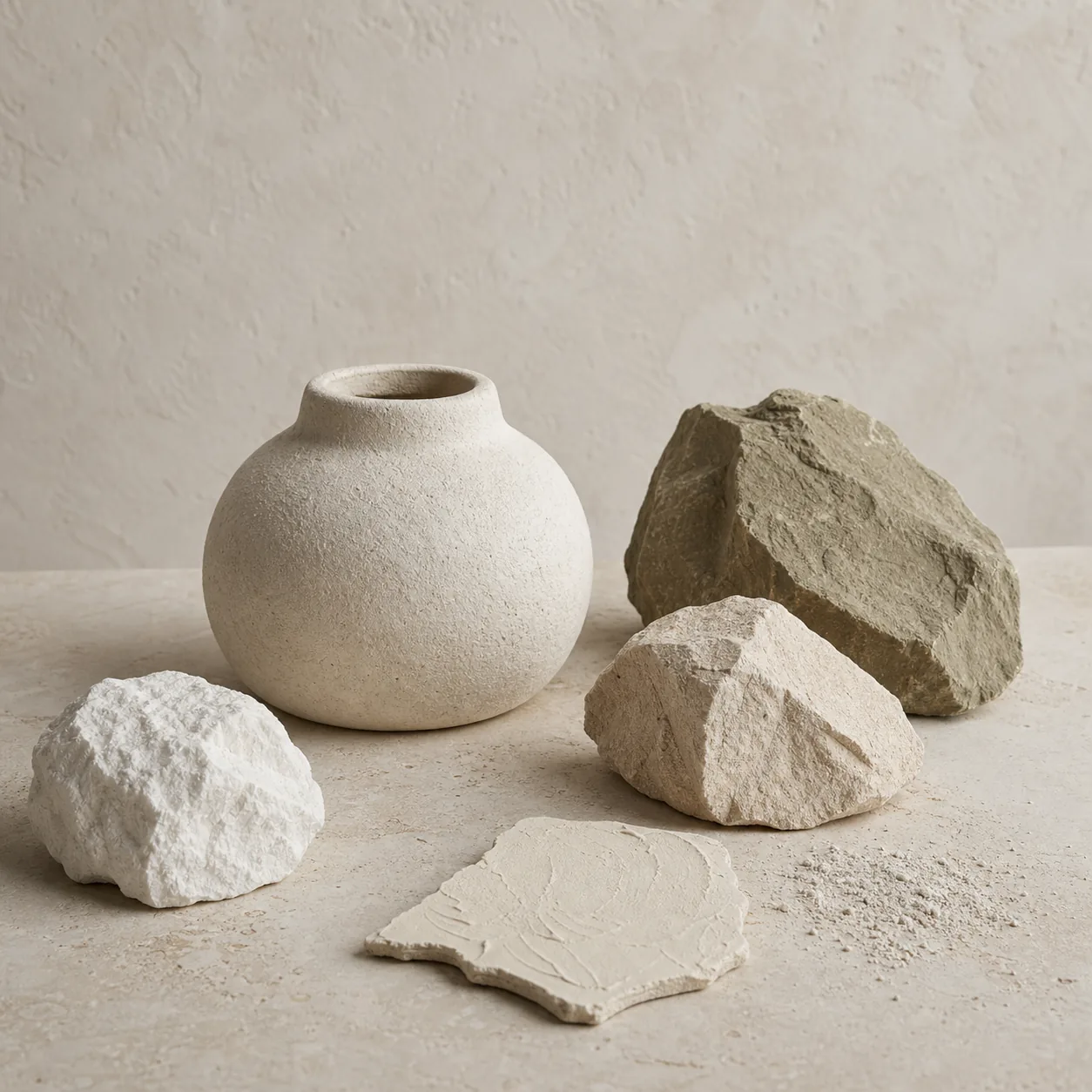 Taş tozu objenin yüzeyi ve doğal mineral tonları